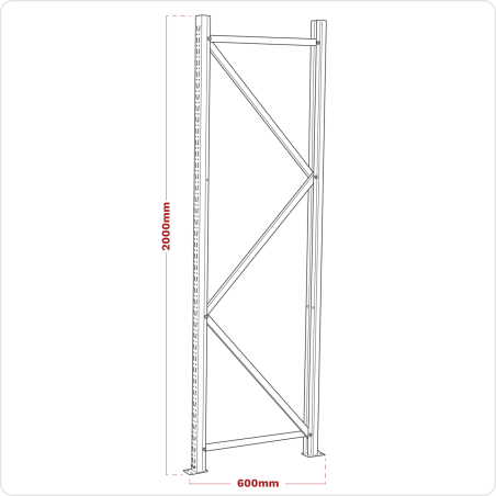 Cadre 2000 x 600 mm à une extrémité