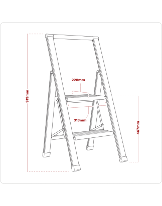 Escabeau pliant professionnel 2 marches en aluminium capacité 150 kg