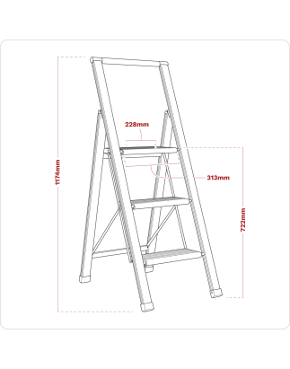 Escabeau pliant professionnel 3 marches en aluminium capacité 150 kg