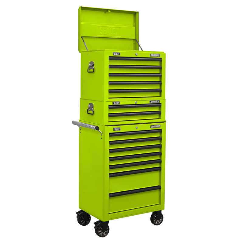 Topchest, Mid-Box Tool Chest & Rollcab Combination 14 Drawer with Ball-Bearing Slides - Green