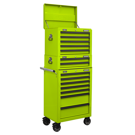 Topchest, Mid-Box Tool Chest & Rollcab Combination 14 Drawer with Ball-Bearing Slides - Green