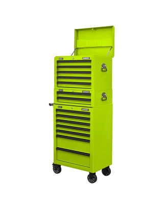 Topchest, Mid-Box Tool Chest & Rollcab Combination 14 Drawer with Ball-Bearing Slides - Green