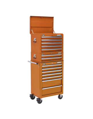 Topchest, Mid-Box Tool Chest & Rollcab Combination 14 Drawer with Ball-Bearing Slides - Orange