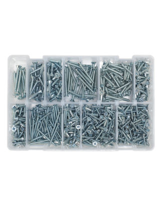 Self-Tapping Screw Assortment 600pc Countersunk Pozi Zinc