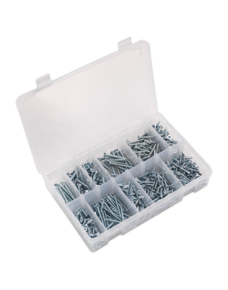 Self-Tapping Screw Assortment 600pc Countersunk Pozi Zinc