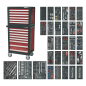 Topchest & Rollcab Combination 14 Drawer with Ball-Bearing Slides & 1233pc Tool Kit