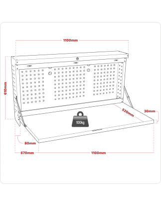 Wall Mounted Foldable Workbench 1100mm