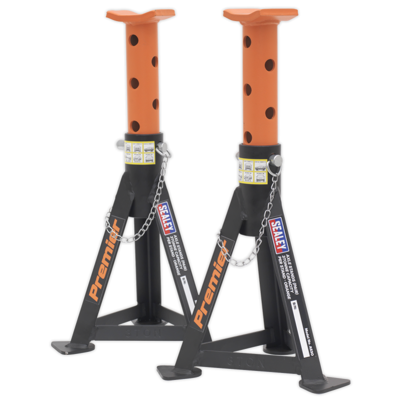 Premier Axle Stands (Pair) 3 Tonne Capacity per Stand - Orange