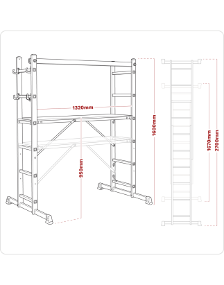 Scaffold Ladder 4-Way Aluminium - EN 131