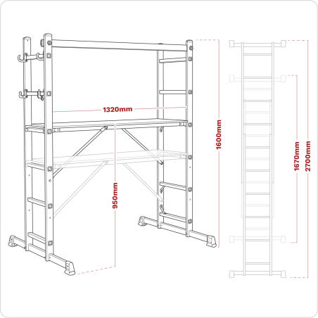 Scaffold Ladder 4-Way Aluminium - EN 131