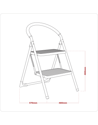 Escabeau à 2 marches, capacité de 150 kg - BS EN14183