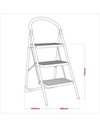 Escabeau à 3 marches, capacité de 150 kg - BS EN 14183