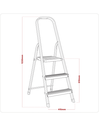 Step Ladder 3-Tread Aluminium - BS EN 131