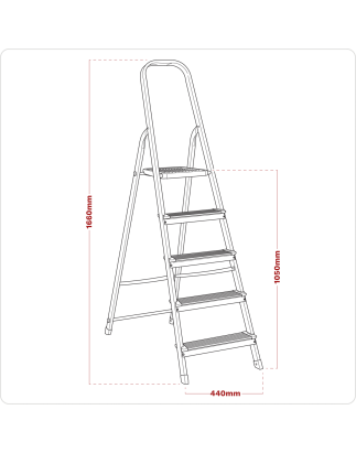 Step Ladder 5-Tread Aluminium - BS EN 131