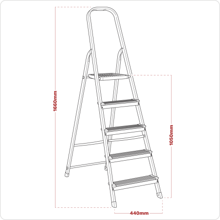 Step Ladder 5-Tread Aluminium - BS EN 131