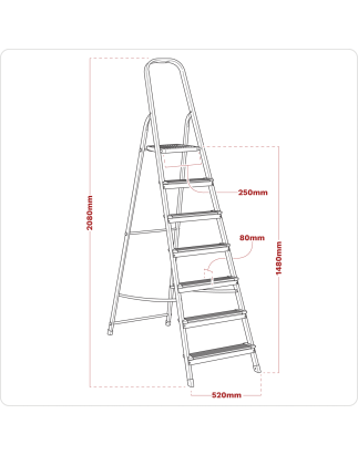 Step Ladder 7-Tread Aluminium - BS EN 131