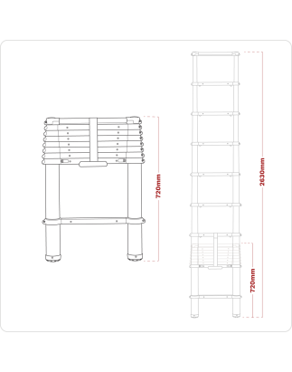 Telescopic Ladder 9-Tread Aluminium - BS EN 131