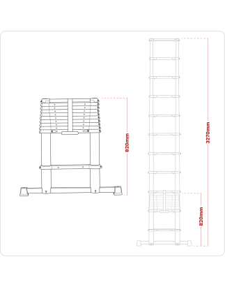 Telescopic Ladder 11-Tread Aluminium - BS EN 131