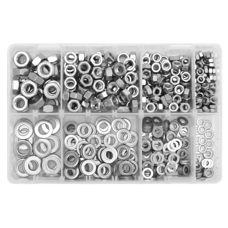 Stainless Steel Nut and Washer Assortment 500pc M5-M10