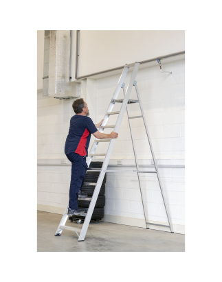 Industrial Step Ladder 10-Tread Aluminium - BS EN 131