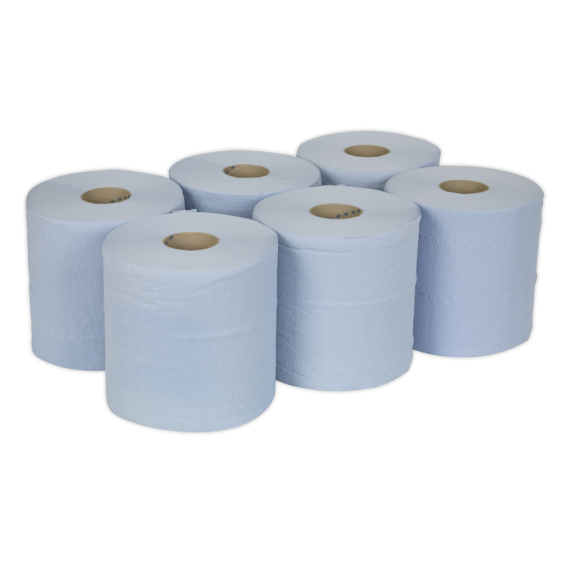 Paper Roll Blue 2-Ply Embossed 150m Pack of 6