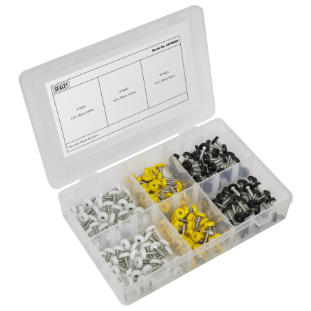 Numberplate Screw Assortment 195pc 4.8mm x 18mm - Plastic Enclosed Head