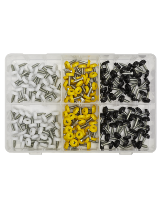 Assortiment de vis de plaque d'immatriculation 195 pièces 4,8 mm x 18 mm - Tête fermée en plastique