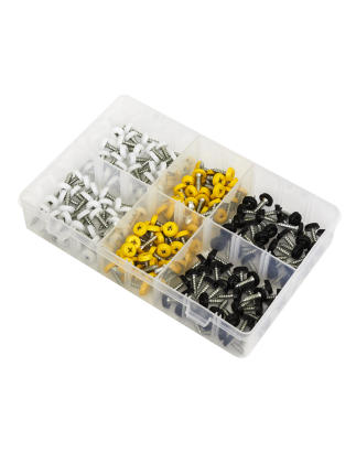 Assortiment de vis de plaque d'immatriculation 195 pièces 4,8 mm x 18 mm - Tête fermée en plastique