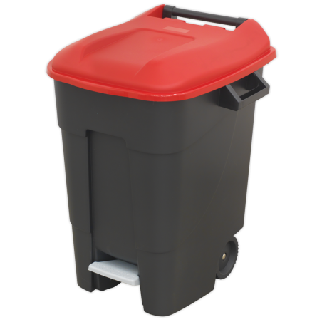 Refuse/Wheelie Bin with Foot Pedal 100L - Red