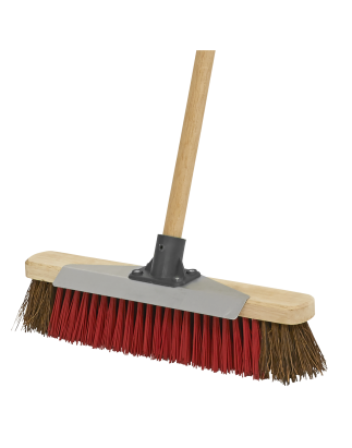 Heavy-Duty Stiff/Hard Bristle Broom with Scraper 16"(405mm)