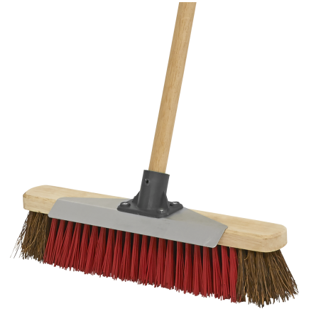 Heavy-Duty Stiff/Hard Bristle Broom with Scraper 16"(405mm)