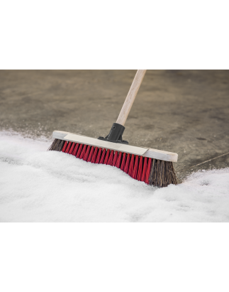 Heavy-Duty Stiff/Hard Bristle Broom with Scraper 16"(405mm)