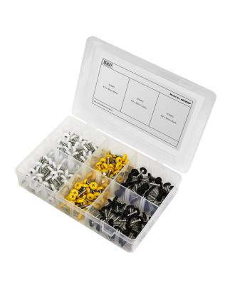 Numberplate Screw Assortment 195pc 4.8mm x 18mm - Plastic Enclosed Head