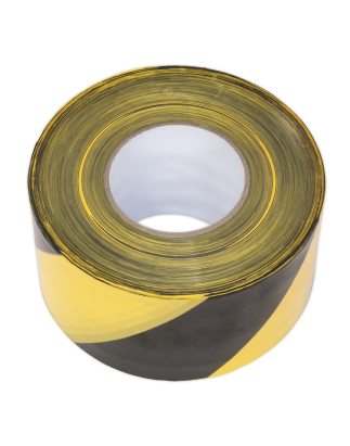 Hazard Warning Barrier Tape 80mm x 100m Black/Yellow Non-Adhesive