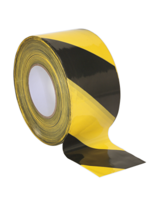 Hazard Warning Barrier Tape 80mm x 100m Black/Yellow Non-Adhesive