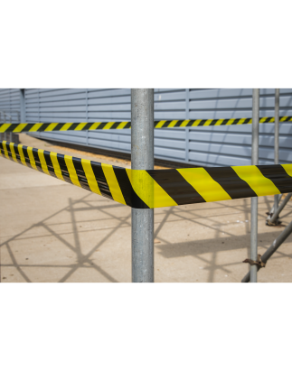 Hazard Warning Barrier Tape 80mm x 100m Black/Yellow Non-Adhesive