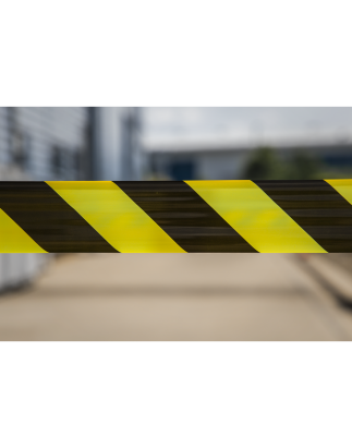 Hazard Warning Barrier Tape 80mm x 100m Black/Yellow Non-Adhesive