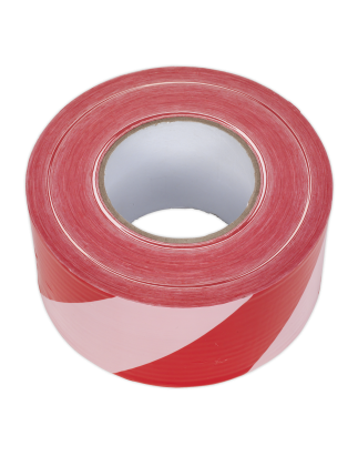 Hazard Warning Barrier Tape 80mm x 100m Red/White Non-Adhesive