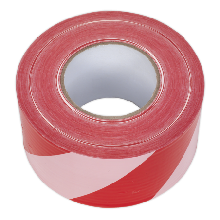 Ruban de barrière d'avertissement de danger 80 mm x 100 m rouge/blanc non adhésif