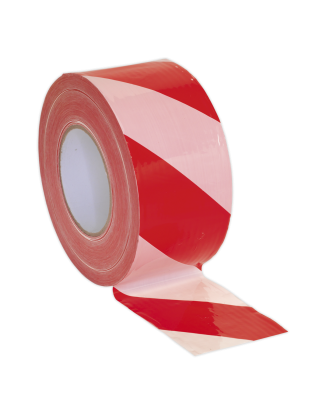 Hazard Warning Barrier Tape 80mm x 100m Red/White Non-Adhesive