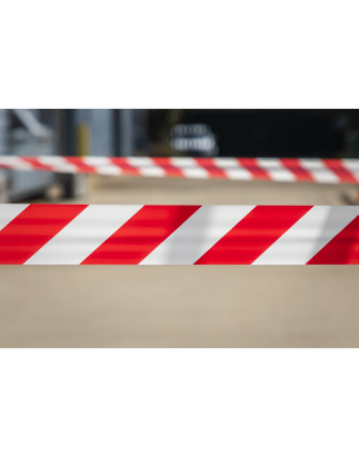 Hazard Warning Barrier Tape 80mm x 100m Red/White Non-Adhesive