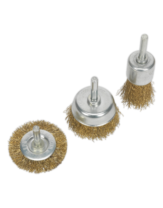 Jeu de brosses métalliques ondulées, 3 pièces, laitonné