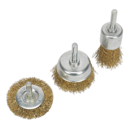 Jeu de brosses métalliques ondulées, 3 pièces, laitonné