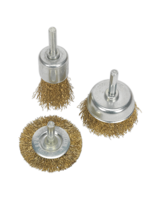 Jeu de brosses métalliques ondulées, 3 pièces, laitonné