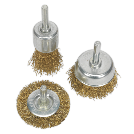 Jeu de brosses métalliques ondulées, 3 pièces, laitonné