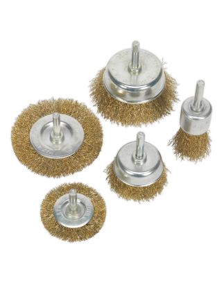 Jeu de brosses métalliques ondulées, 5 pièces, laitonné