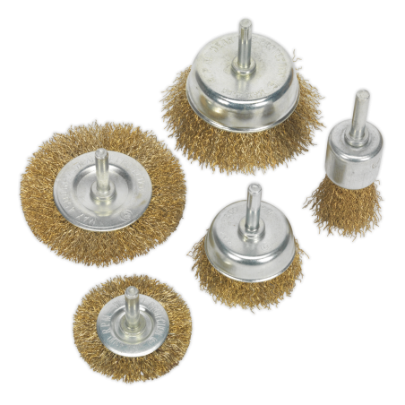 Jeu de brosses métalliques ondulées, 5 pièces, laitonné