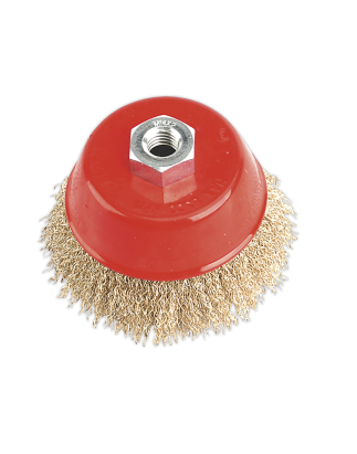 Brosse Boisseau Fil Serti Acier Laitonné Ø100mm M14 x 2mm