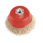 Brosse Boisseau Fil Serti Acier Laitonné Ø100mm M14 x 2mm