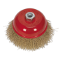 Brosse Boisseau Fil Serti Acier Laitonné Ø125mm M14 x 2mm